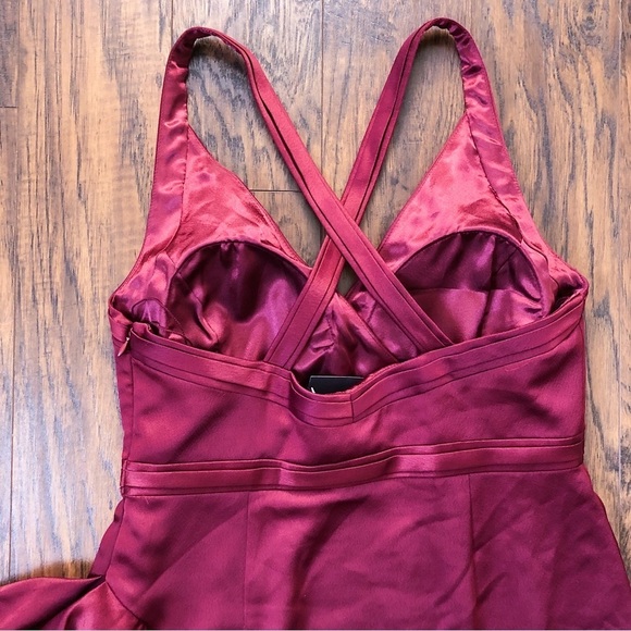 Aidan Mattox • Wine Ruffle Gown formal evening bridesmaid dress red maroon - Picture 10 of 12